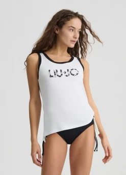 Liu Jo Top con logotipo y perlas-Mujer Moda Baño|Camisetas Y Tops
