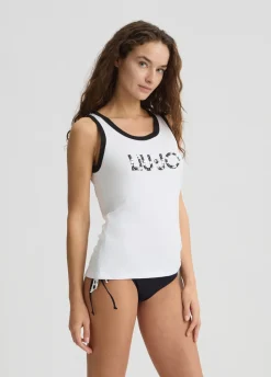 Liu Jo Top con logotipo y perlas-Mujer Moda Baño|Camisetas Y Tops
