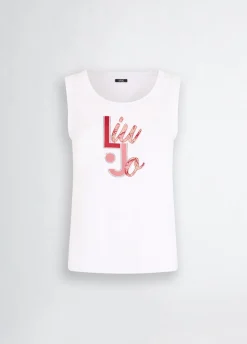 Liu Jo Top con logotipo y strass-Mujer Moda Baño|Camisetas Y Tops