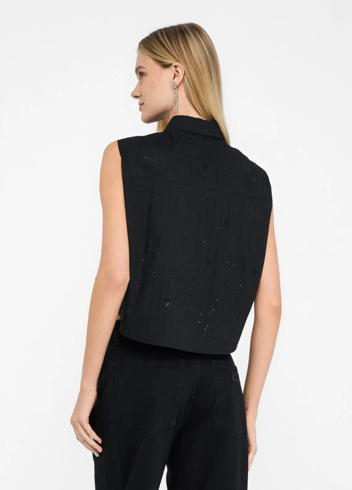 Liu Jo Top de algodón con strass-Mujer Camisas Y Blusas