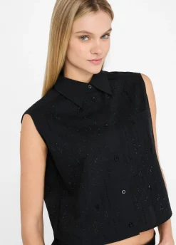 Liu Jo Top de algodón con strass-Mujer Camisas Y Blusas