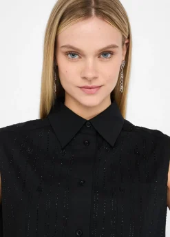 Liu Jo Top de algodón con strass-Mujer Camisas Y Blusas