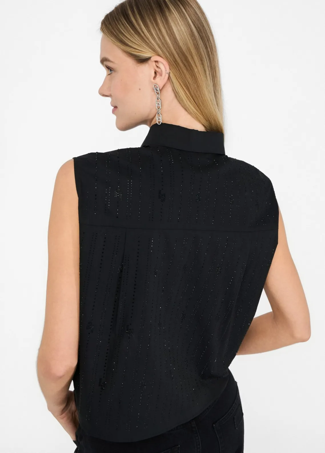 Liu Jo Top de algodón con strass-Mujer Camisas Y Blusas