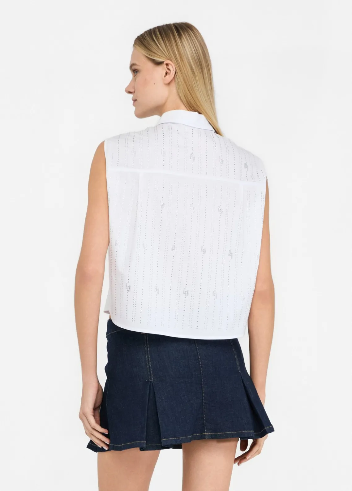 Liu Jo Top de algodón con strass-Mujer Camisas Y Blusas