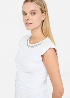 Liu Jo Top de algodón con strass-Mujer Camisetas Y Tops