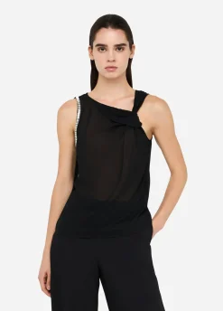 Liu Jo Top de algodón y georgette-Mujer Camisetas Y Tops
