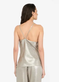 Liu Jo Top de crepé laminado-Mujer Camisetas Y Tops|Ceremonia