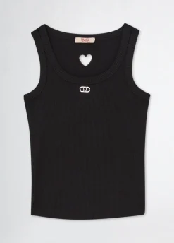 Liu Jo Top de punto canalé de algodón- Camisetas