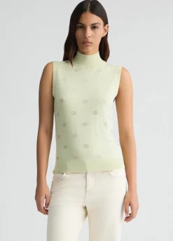 Liu Jo Top de punto con logotipo y strass-Mujer Cárdigans Y Jerséis