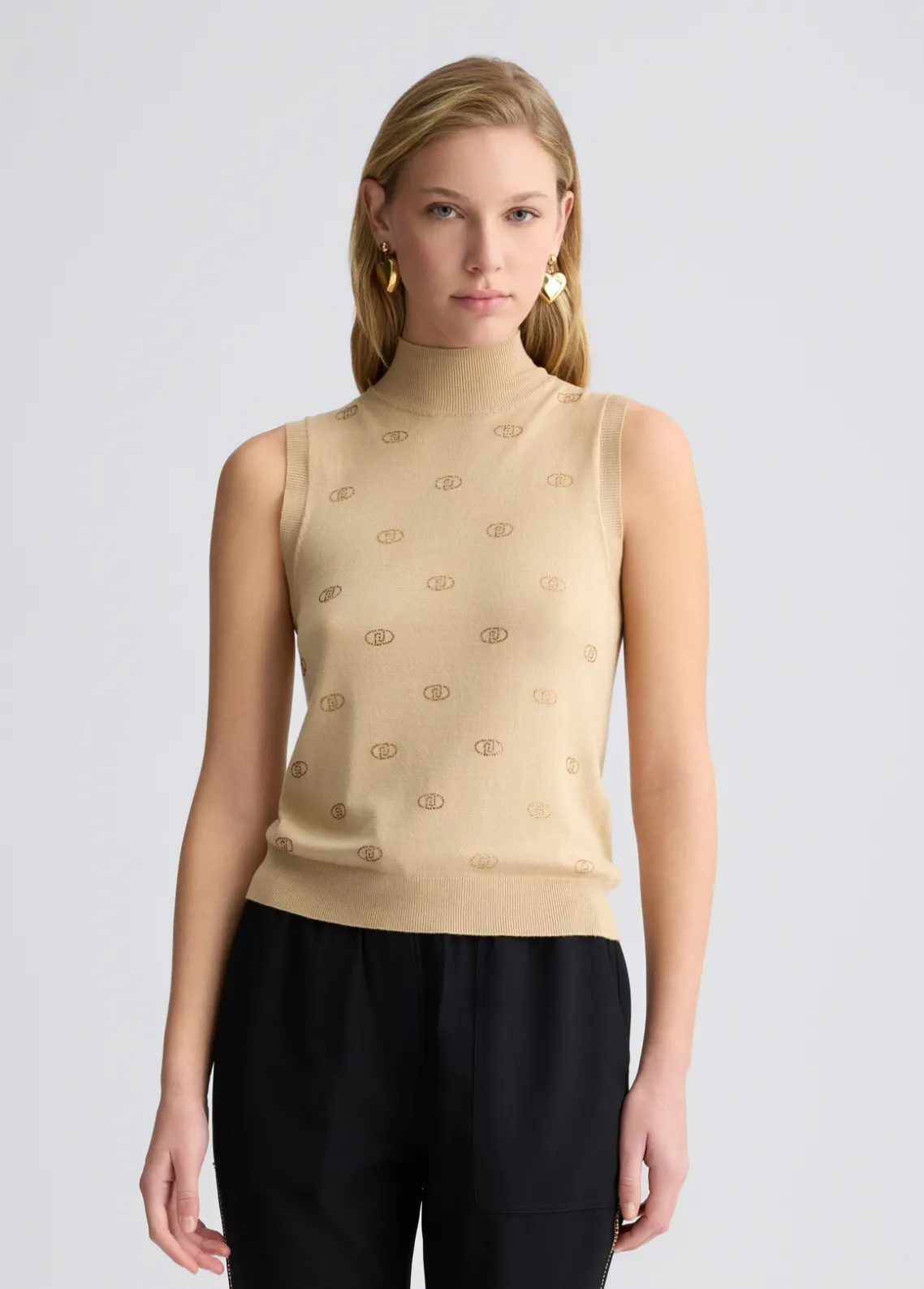 Liu Jo Top de punto con logotipo y strass-Mujer Cárdigans Y Jerséis