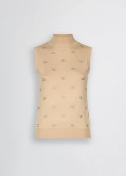 Liu Jo Top de punto con logotipo y strass-Mujer Cárdigans Y Jerséis
