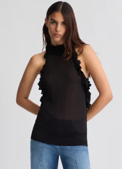 Liu Jo Top de punto con volantes-Mujer Cárdigans Y Jerséis