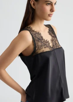 Liu Jo Top de raso con encaje-Mujer Camisetas Y Tops