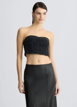 Liu Jo Top vaquero con strass-Mujer Camisetas Y Tops