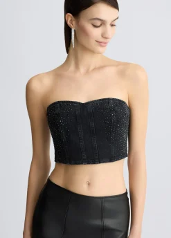 Liu Jo Top vaquero con strass-Mujer Camisetas Y Tops