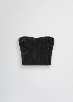 Liu Jo Top vaquero con strass-Mujer Camisetas Y Tops
