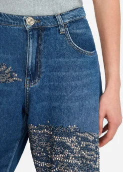 Liu Jo Vaqueros abullonados con tachuelas y strass-Mujer Vaqueros Rectos