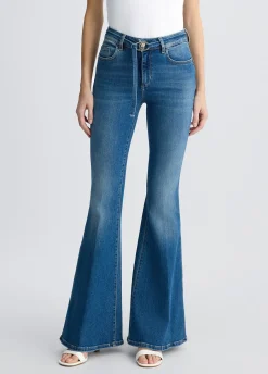 Liu Jo Vaqueros bootcut con cinturón-Mujer Vaqueros Campana