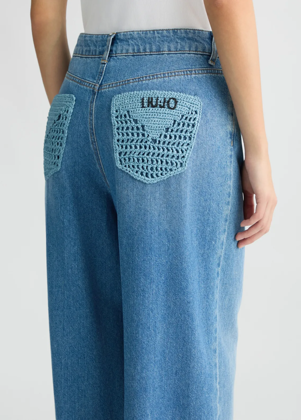 Liu Jo Vaqueros flare con bolsillos de crochet-Mujer Vaqueros Campana