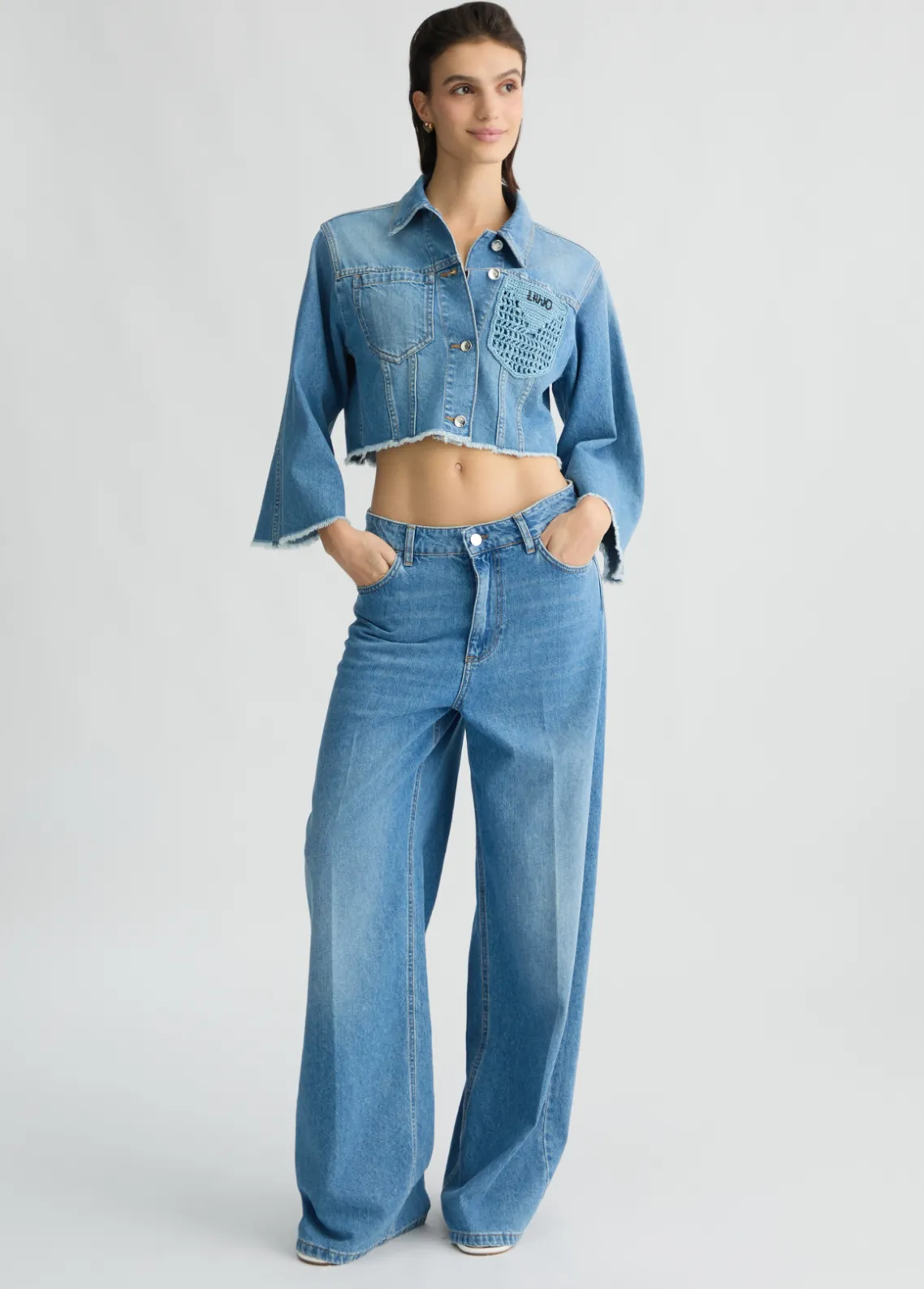 Liu Jo Vaqueros flare con bolsillos de crochet-Mujer Vaqueros Campana