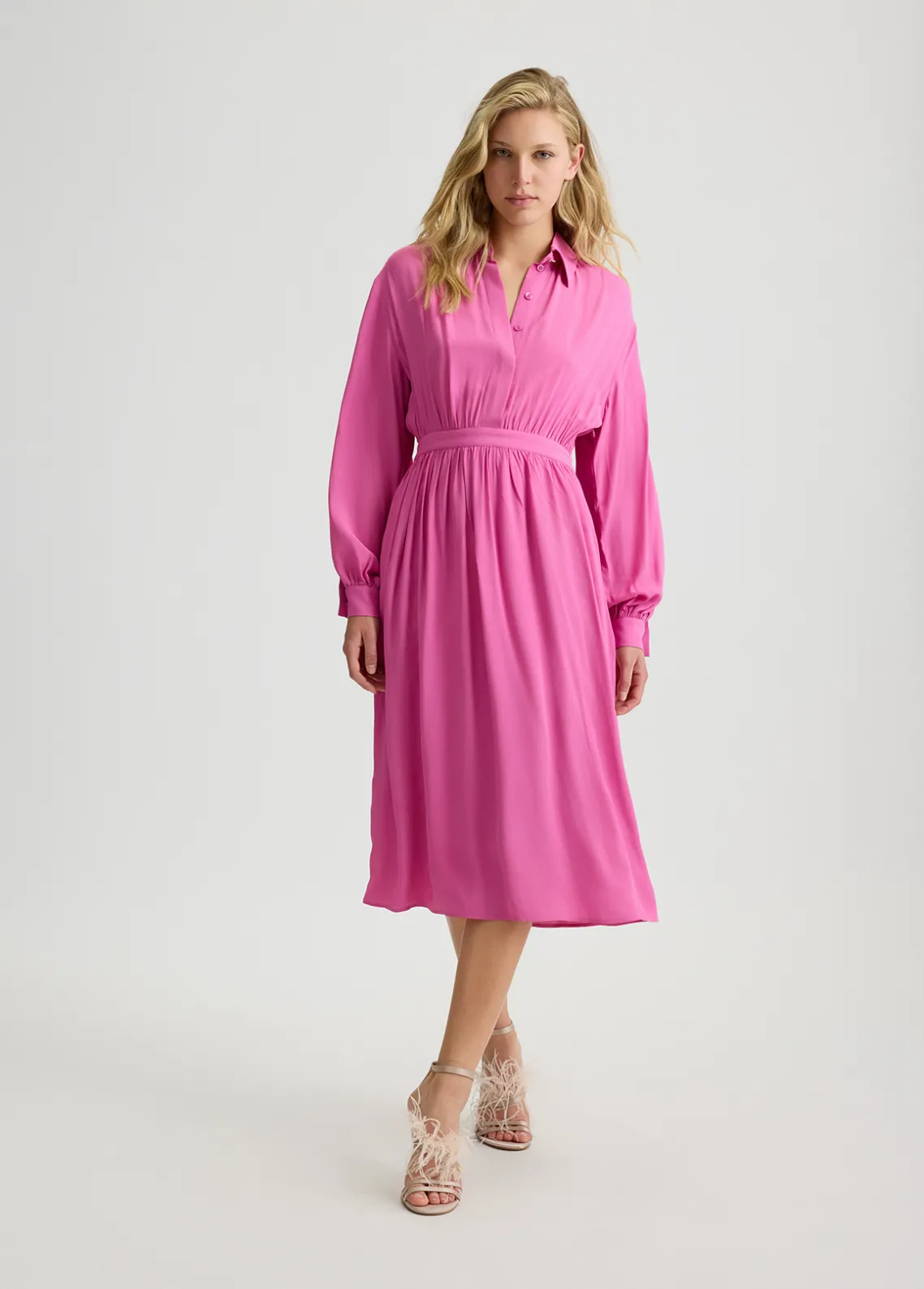 Liu Jo Vestido camisero de crepé de China-Mujer Vestidos