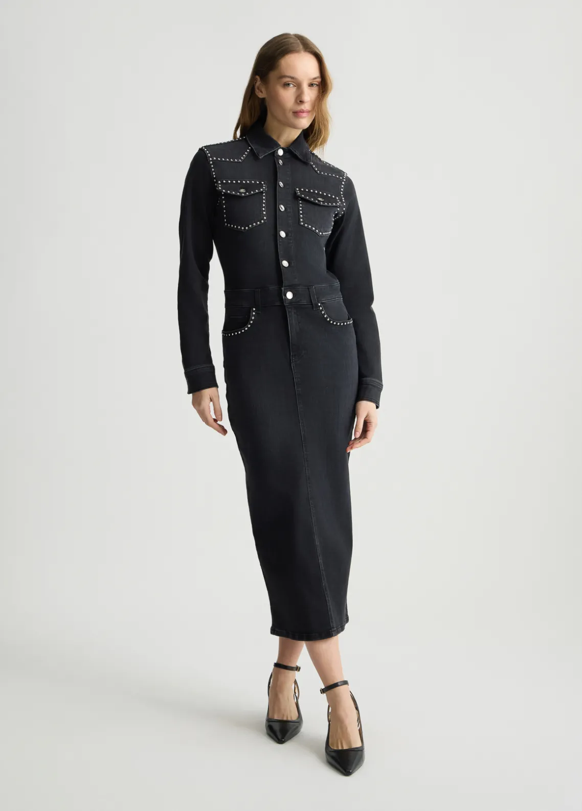 Liu Jo Vestido camisero de denim con tachuelas-Mujer Vestidos