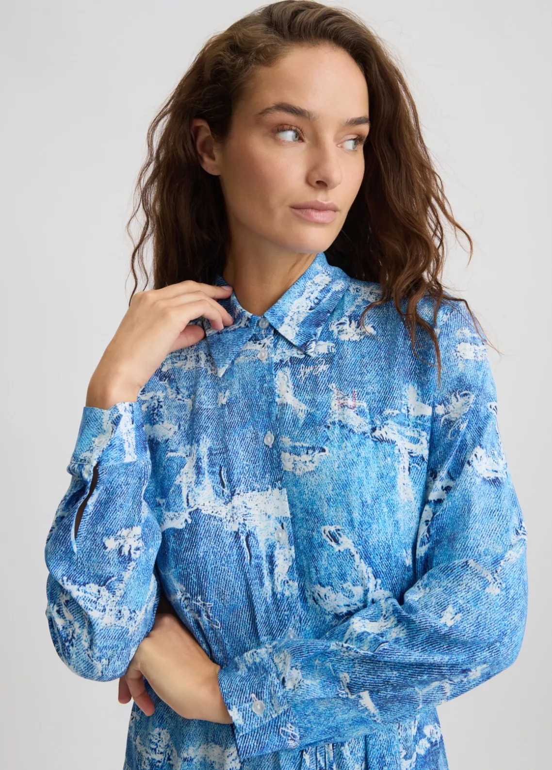 Liu Jo Vestido camisero efecto denim-Mujer Moda Baño|Vestidos