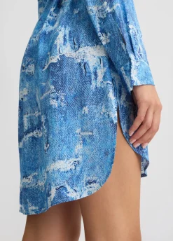 Liu Jo Vestido camisero efecto denim-Mujer Moda Baño|Vestidos