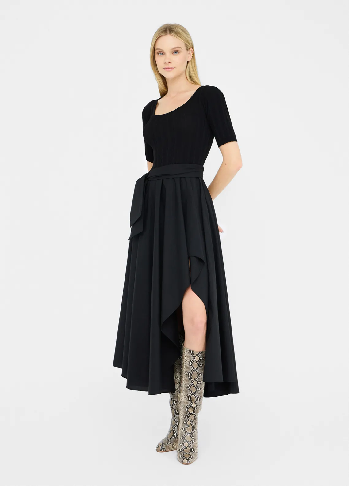 Liu Jo Vestido corto de punto y popelina-Mujer Cárdigans Y Jerséis|Vestidos