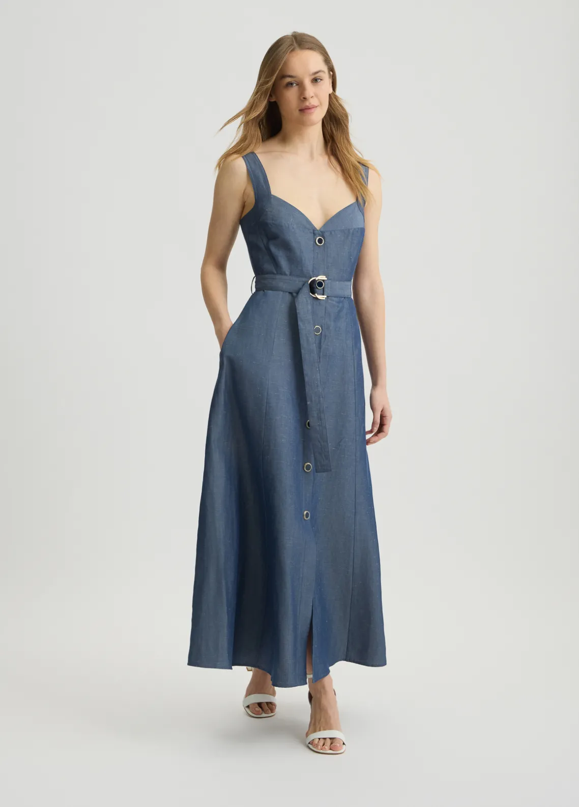 Liu Jo Vestido de lino con cinturón-Mujer Vestidos