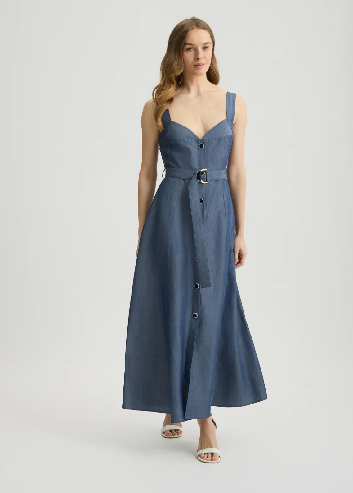 Liu Jo Vestido de lino con cinturón-Mujer Vestidos