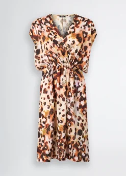 Liu Jo Vestido de raso con estampado animal-Mujer Moda Baño