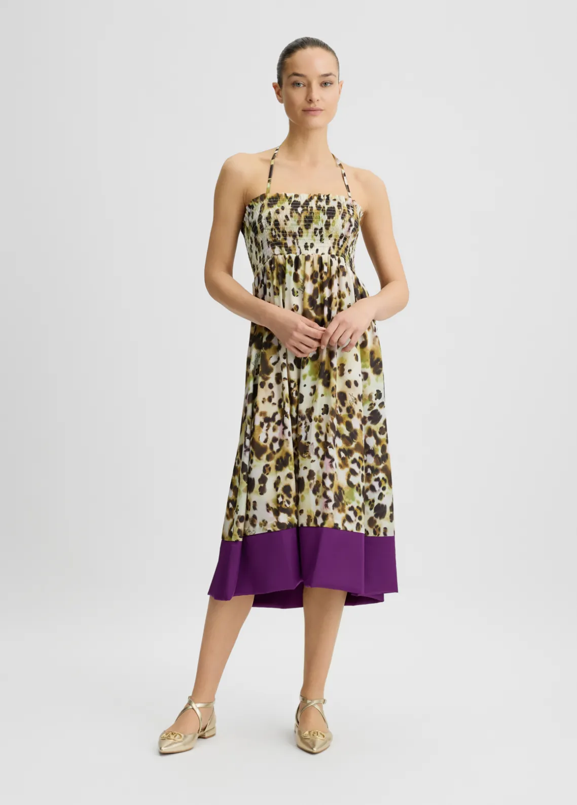 Liu Jo Vestido midi de satén estampado-Mujer Moda Baño|Faldas