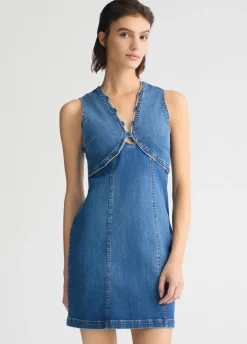 Liu Jo Vestido vaquero con cadena decorativa-Mujer Vestidos