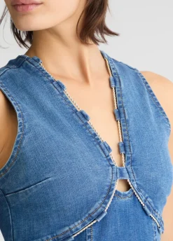 Liu Jo Vestido vaquero con cadena decorativa-Mujer Vestidos